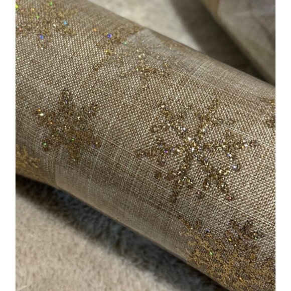 2 Gold Glitter Snowflake Extra Wide Ribbon 1 Roll Solid Tan Gold 6 Yards Each - Picture 6 of 7